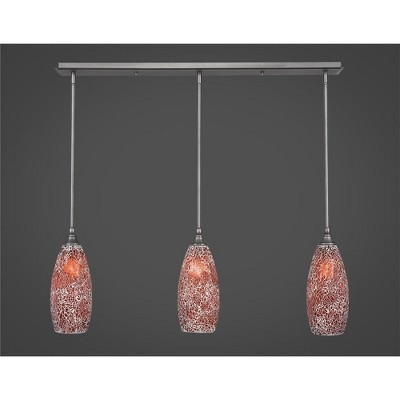 Toltec Lighting Any 3 - Light Chandelier in  Brushed Nickel with 5.5" Red Fusion Shade