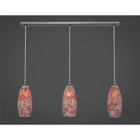 Toltec Lighting Any 3 - Light Chandelier in  Brushed Nickel with 5.5" Red Fusion Shade - image 1 of 1