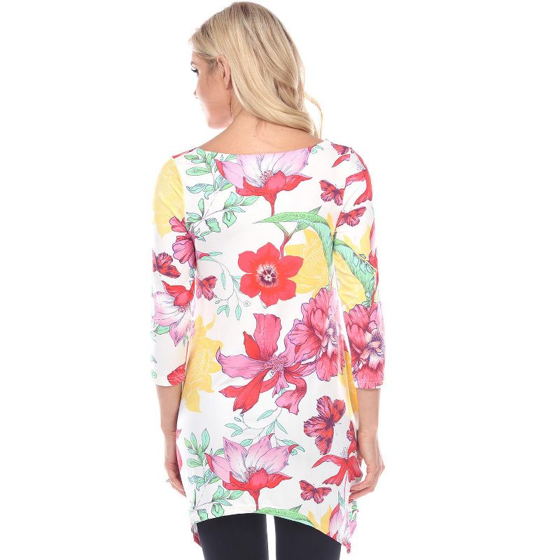 Maternity Floral Scoop Neck Tunic Top with Pockets - White Mark, 3 of 4