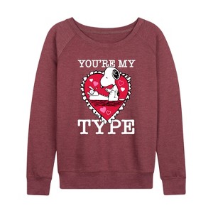 Women's - Peanuts - You're My Type Lightweight French Terry Wide Neck Long Sleeve Shirt - 1 of 4