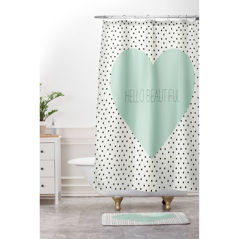 Hello Beautiful Heart Shower Curtain Polka Dots Mint Green - Deny Designs, 3 of 6