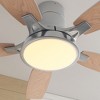Siljoy 42" Flush Mount Nickel Ceiling Fans with Lights and Remote, Noiseless, 6 Speeds Reversible, Dimmable Fan Light for Bedroom, Living Room - 2 of 4
