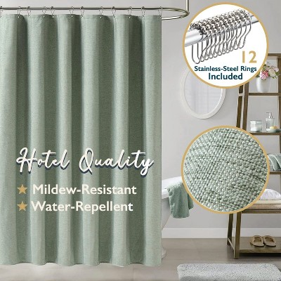 LunaLulinlk Fabric Shower Curtain with Hooks
