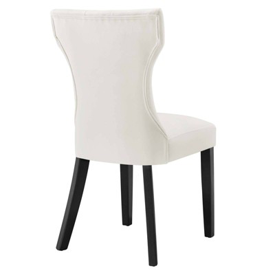 Elegant Hourglass White Faux Leather Parsons Side Chair