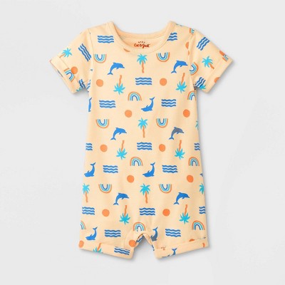 Baby Graphic Short Sleeve Romper - Cat & Jack™ Cream 0-3M