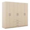6 Doors Wooden Wardrobe Storage For Bedroom, 68''Tall Clothing Armoires With 3 Drawers Inside, Modern Armoires-Cuddlewood - 3 of 4