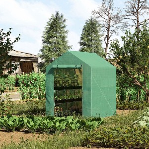 NicBex 7'x5'x6.5' Greenhouse with Mesh Door and Vent Windows, UV protective for Growing Flowers, Herbs, Vegetables, Saplings, Green - 1 of 4