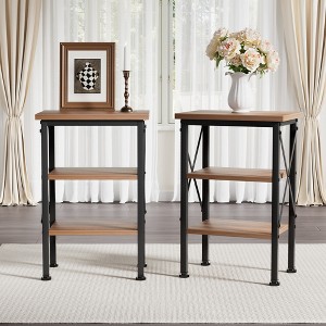 VECELO Modern X-Design Nightstand Set of 1/2, 3-Tier Bedside Tables with Storage Shelves, Small End Side Tables for Bedroom, Living Room, or Office - 1 of 4