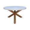 International Concepts 5pc Teak Outdoor Patio Dining Set with Round Table and Chairs: Foam Cushions, Metal Hardware - 2 of 4