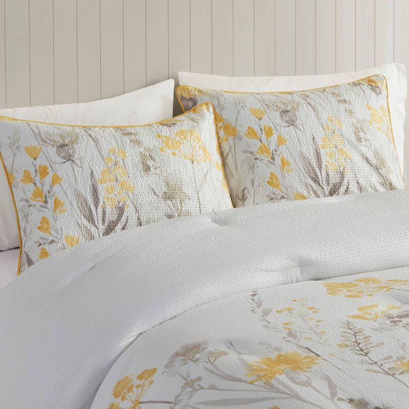 5pc Savanna Seersucker Comforter Set with Throw Pillows Yellow - Madison Park, 4 of 12
