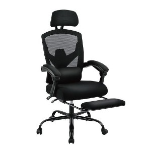 CAVINAS Ergonomic Office Chair with Retractable Foot Rest, High Back Mesh Desk Chair with Adjustable Headrest & Lumbar Pillow, Computer Desk Chair - 1 of 4