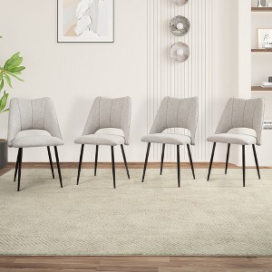 Kumasinova Dining Chairs Set of 4,Linen Upholstered Chairs with Metal Legs,Adjustable Feet,High Resilience Foam Cushion,Chairs for Dining Room - 1 of 4