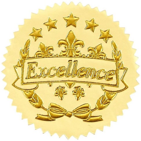 Best Paper Greetings 96 Pack Award Stickers, Gold Certificate Seals &  Excellence Stars for Graduation Certificates