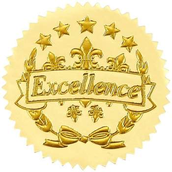 Best Paper Greetings 96 Pack Award Stickers, Gold Certificate Seals & Excellence Stars for Graduation Certificates