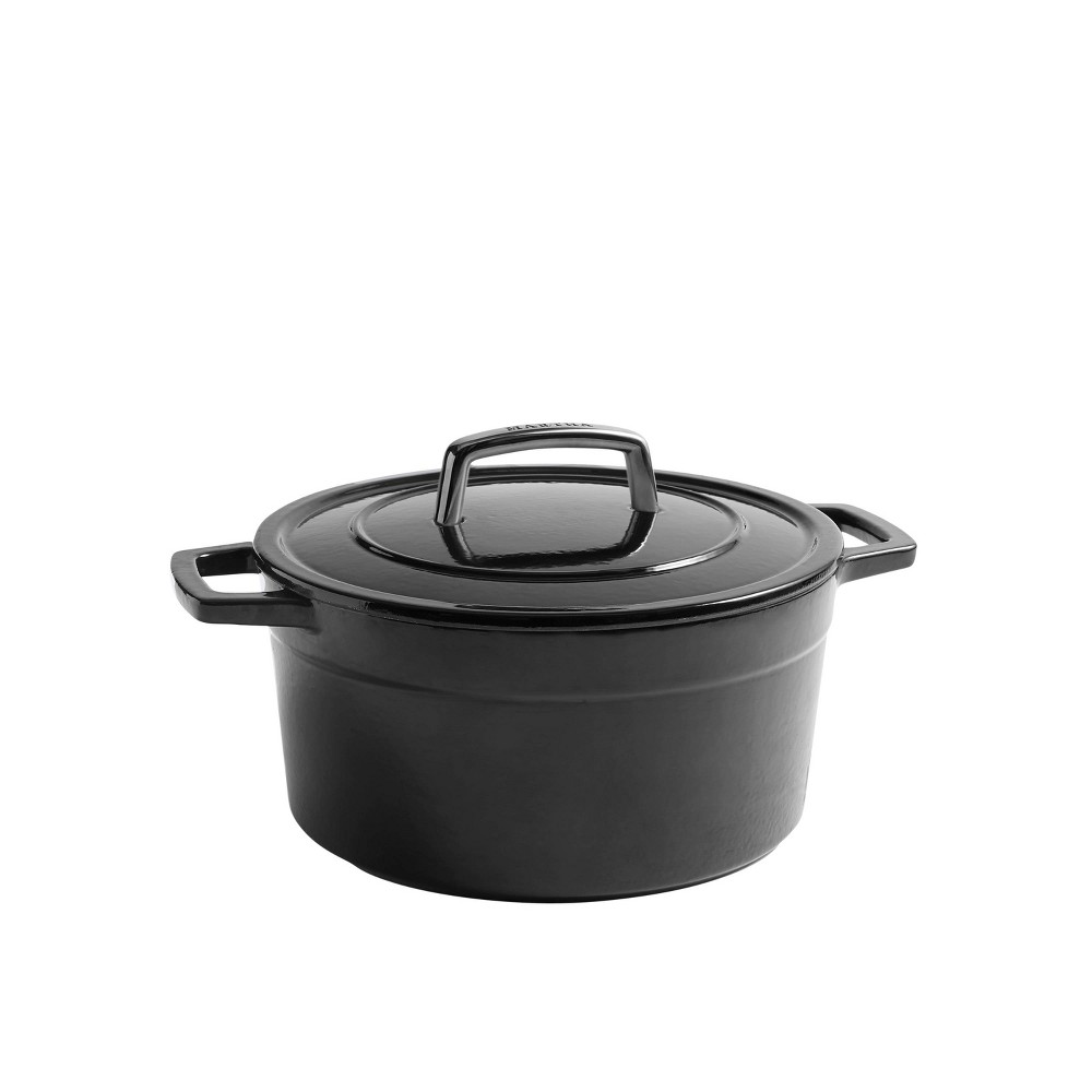 Martha Stewart 5qt Enameled Cast Iron Dutch Oven with Lid Obsidian: Oven-Safe, Gas & Electric Compatible, 14.6" Diameter
