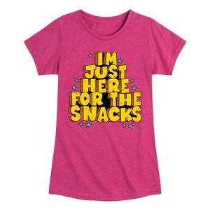 Girls' - Instant Message - I'm Just Here For The Snacks Fitted Short Sleeve Graphic T-Shirt - 1 of 4