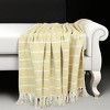 HomeRoots Yellow Woven Cotton Striped Throw Blanket - 2 of 4