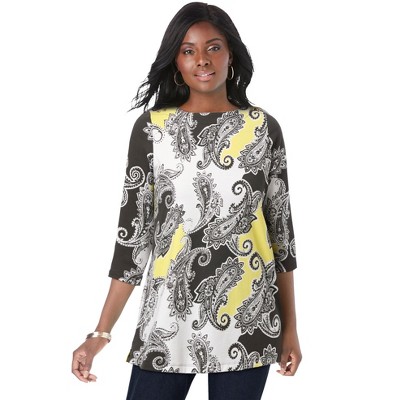 Jessica London Women's Plus Size Stretch Cotton Boatneck Tunic