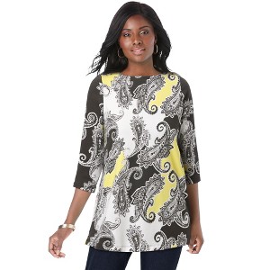 Jessica London Women's Plus Size Stretch Cotton Boatneck Tunic - 1 of 4