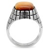 Slickblue Men’s Polished Stainless Steel Ring with Topaz Synthetic Tiger Eye – Oblong Design, size 7-13 - 4 of 4