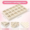 16-Piece Stackable Velvet Jewelry Trays with Dividers, Drawer Organizer for Earrings, Rings and Necklaces, Beige - 2 of 4