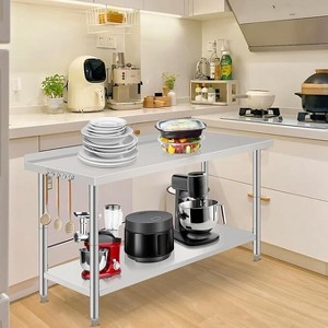 Commercial Stainless Steel Table for Prep & Work, 60 x 24 in Kitchen Food Prep Table with Adjustable Under Shelf and Hooks, for Warehouse,Garage - 1 of 4