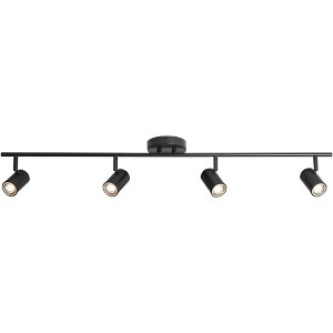 Pro Track Vester 4-Head LED Ceiling or Wall Track Light Fixture Kit Spot Light Dimmable Directional Adjustable Black Modern Kitchen Bathroom 40" Wide - 1 of 4