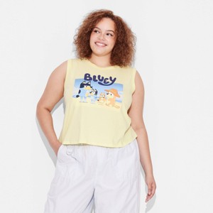 Women's Bluey Beach Graphic Tank Top - Lemon Yellow - 1 of 3