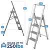 Step Ladder Modern  - Beautiful Gray Wood - Silver & Black Aluminum  - By SORFEY - 2 of 4