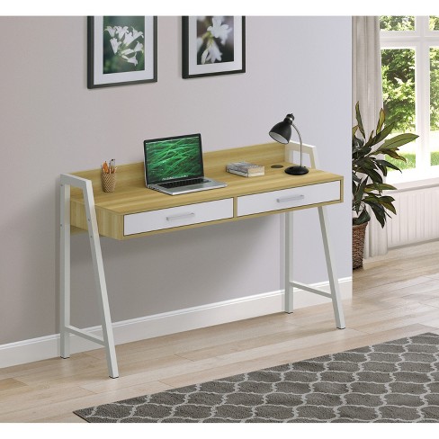 Saint Birch Finley 59-inch Writing Desk, White/Gray Oak