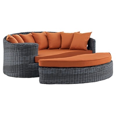 Summon Outdoor Patio Sunbrella Daybed - Dark Orange - Modway