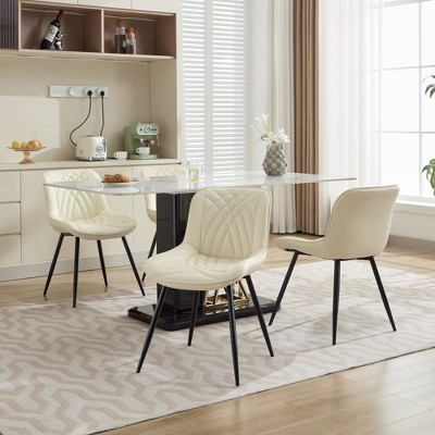 Zeus & Ruta Mid-Century Modern Dining Chairs Set of 2 with Faux Leather Upholstered, Comfortable for Kitchen & Dining Room