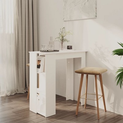 vidaXL Bar Table with Shelf White 40.2 in.x19.7 in.x40.7 in. Engineered Wood
