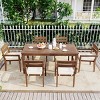 7-Piece Outdoor Dining Set, Acacia Dining Set with Armrest Chairs and Table, Dining Chairs with Wood Frame and Foam Cushions-Coolbibila - 2 of 4