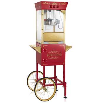 Olde Midway Movie Theater-Style Popcorn Machine Popper with Cart and 10 oz Kettle