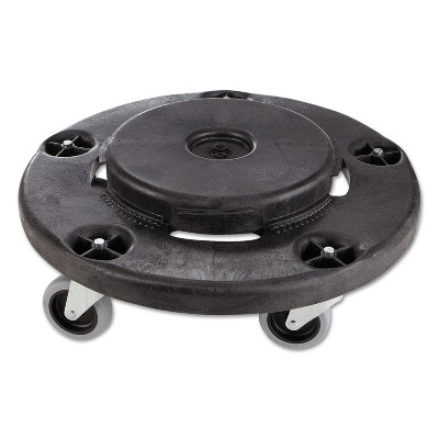 Rubbermaid Commercial Brute Round Twist On/Off Dolly 250lb Capacity 18dia x 6 5/8h Black 264000BK