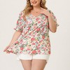 Agnes Orinda Women's Plus Size V Neck Ruffle Sleeve Floral Summer Casual Blouses - 2 of 4