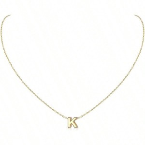 Dainty Initial Necklace for Women, Personalized Letter Gift 6.8mm*6mm; Chain Size: 16inches + 2inches extension/Resizable - 1 of 4