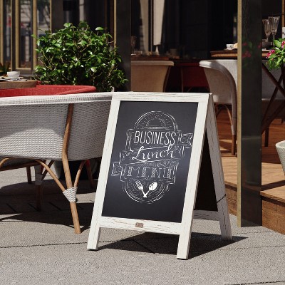 Whitewashed Pine Wood A-Frame Magnetic Chalkboard, 30" x 20"