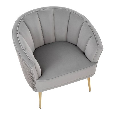 Tania Silver and Gold Velvet Barrel Accent Chair