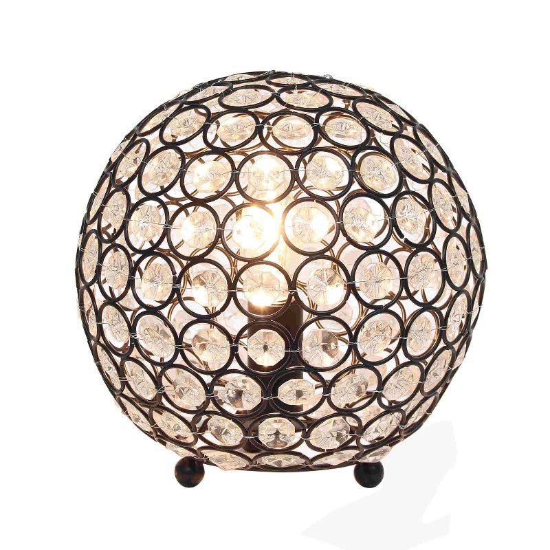 8" Elipse Medium Contemporary Metal Crystal Round Orb Table Lamp - Lalia Home, 2 of 10