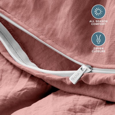 Dusty Rose King Microfiber Duvet Cover Set with Shams
