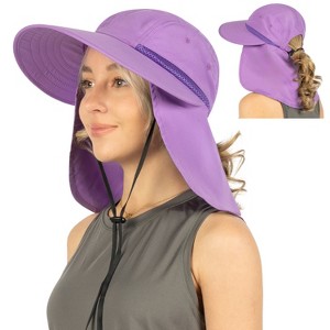 SUN CUBE Womens Sun Hat Neck Flap Cover, UV Protection Wide Brim Fishing Hiking Hat, Ponytail Foldable Summer Beach Outdoor - 1 of 4