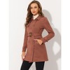 Allegra K Women's Notched Lapel Double Breasted Faux Suede Trench Coat with Belt - 3 of 4