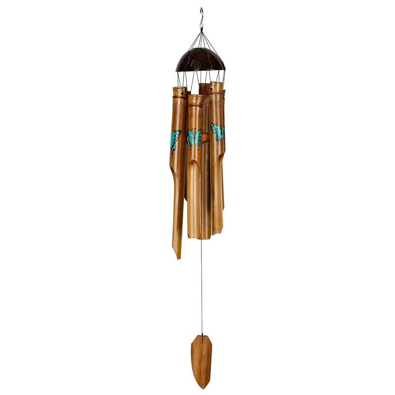 Woodstock Wind Chimes Asli Arts® Collection, Butterfly Bamboo Chime, 25'' Wind Chimes for Patio Outdoor Decor, 1 of 7