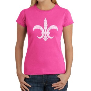 LA Pop Art Women's Word Art T-Shirt - FLEUR DE LIS - POPULAR LOUISIANA CITIES - 1 of 4