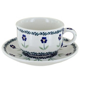 Blue Rose Polish Pottery F079 Manufaktura Cup & Saucer - 1 of 1