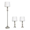 3pc Perennial Morocco Classic Metal Lamp Set - Brushed Steel, White Drum Fabric Shades - Lalia Home: UL Listed, Cotton Shades, 1-Way Switch - 3 of 4