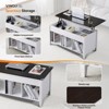 VINGLI Adjustable Solid Wood Leg Double-Layer White Frame, Light Brown Panel with Wood Grain Finish, Rectangular P2 Board Coffee Table - 2 of 4