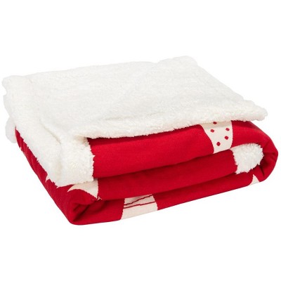 Red Cotton Sherpa Christmas Throw Blanket